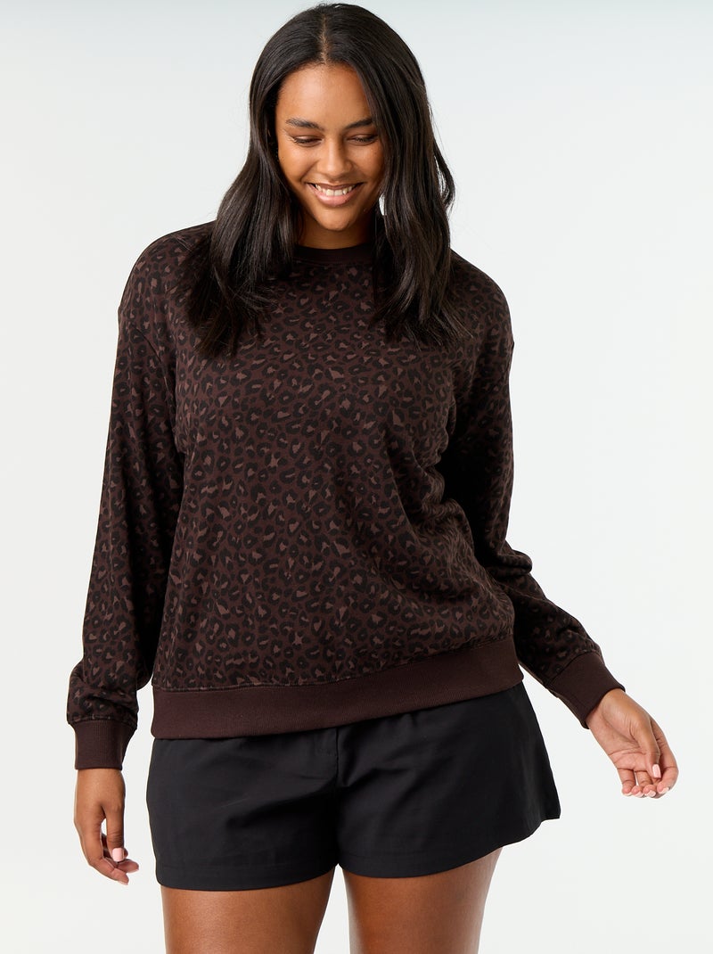 Sweatshirt leve em French Terry estampado Castanho - Kiabi