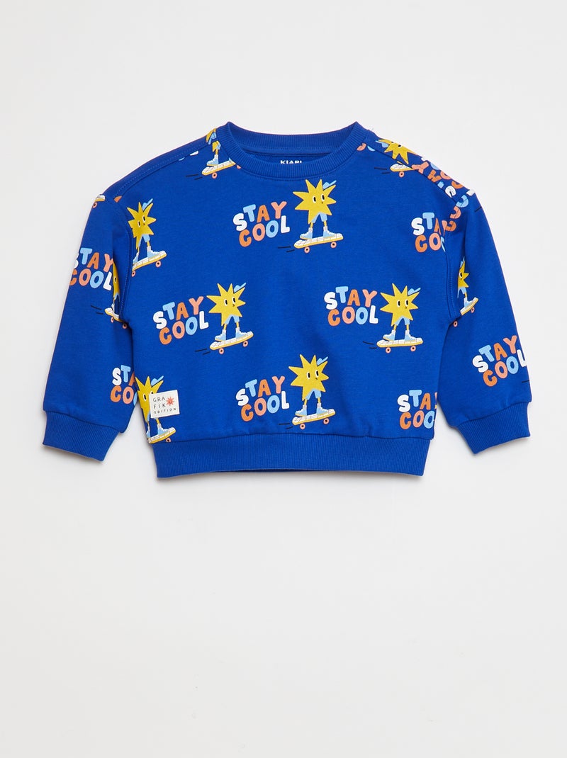 Sweatshirt leve estampada em moletão - Grafik Edition Azul - Kiabi