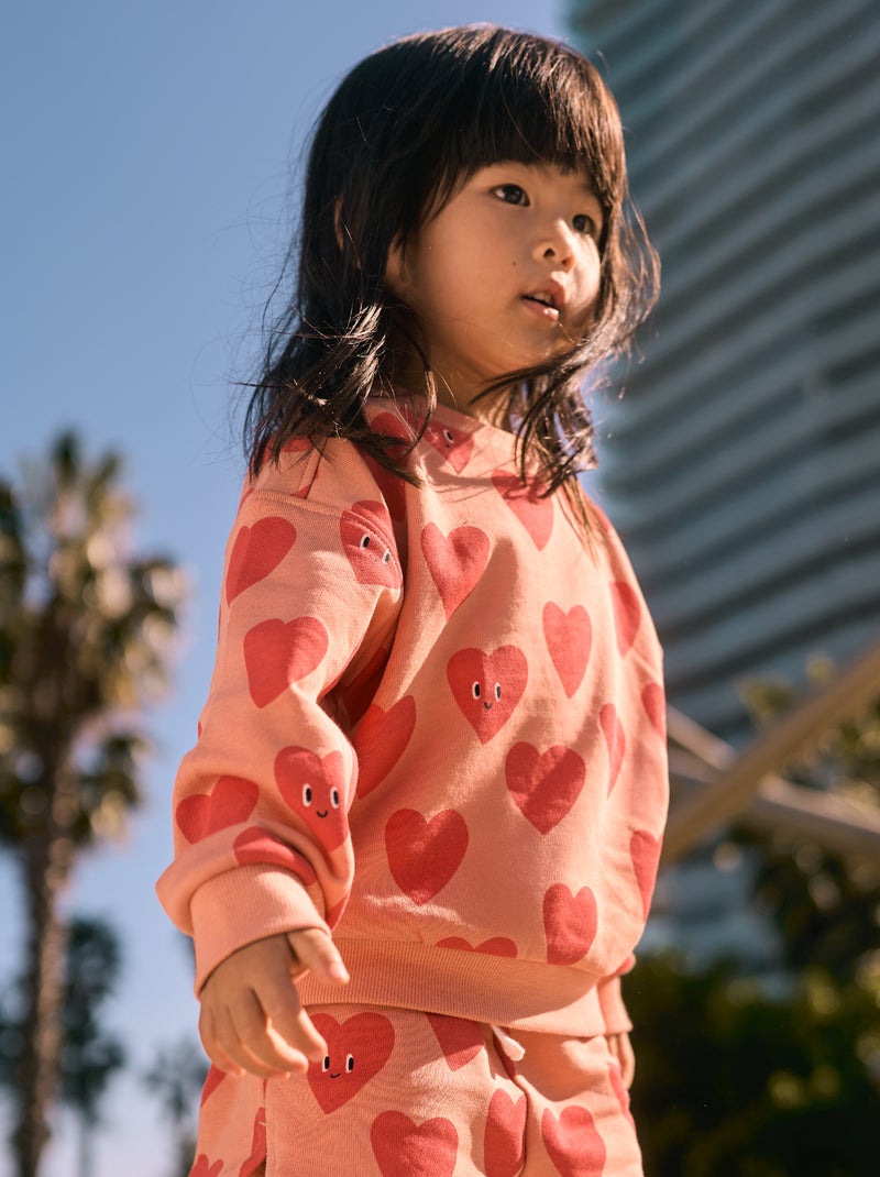 Sweatshirt leve estampada em moletão - Grafik Edition Laranja - Kiabi