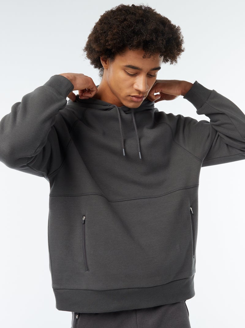 Sweatshirt lisa com bolsos com bolsos com fecho Cinza - Kiabi