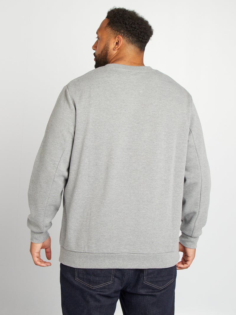 Sweatshirt lisa com bolsos com fecho CINZA - Kiabi