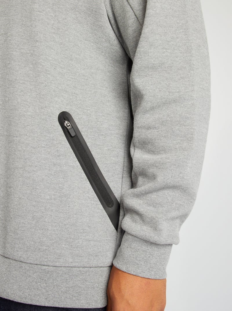 Sweatshirt lisa com bolsos com fecho CINZA - Kiabi