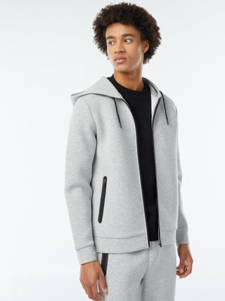 Sweatshirt lisa com capuz em tecido tipo neopreno