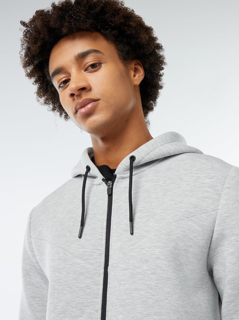 Sweatshirt lisa com capuz em tecido tipo neopreno Cinza - Kiabi