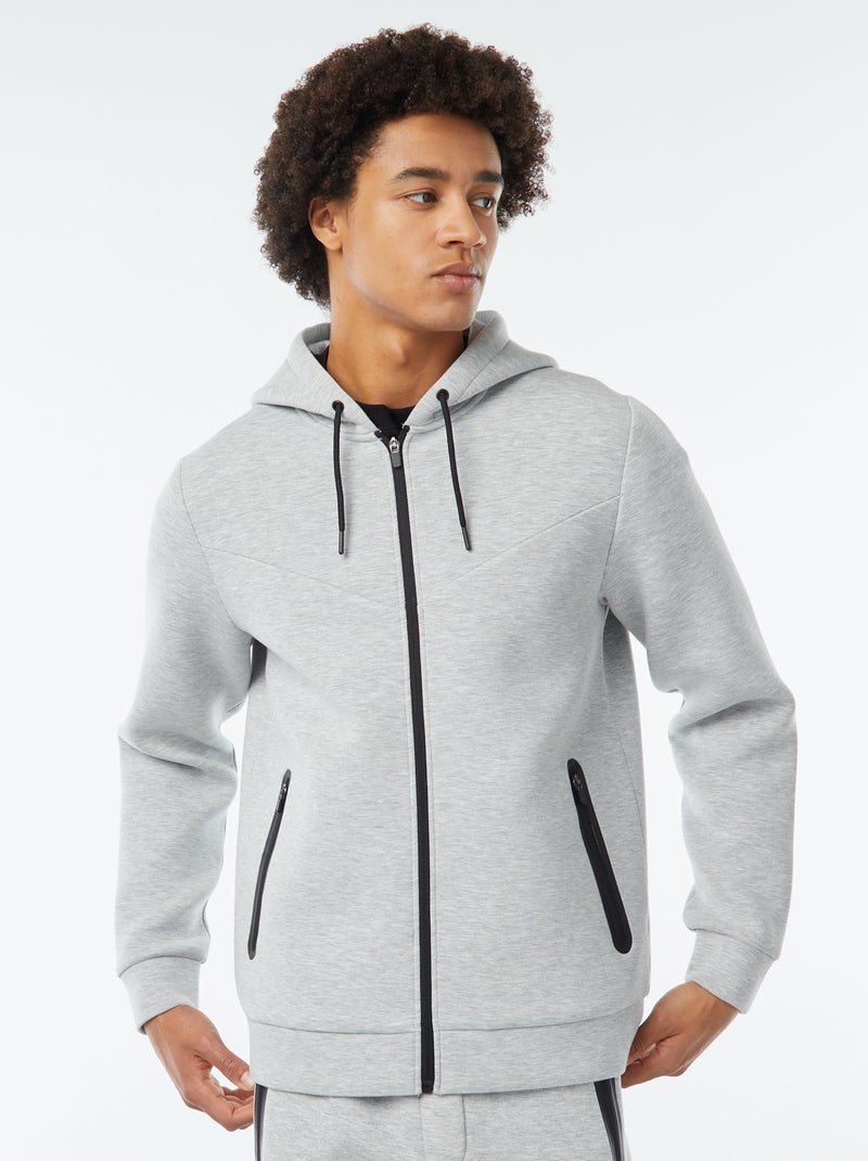 Sweatshirt lisa com capuz em tecido tipo neopreno Cinza - Kiabi