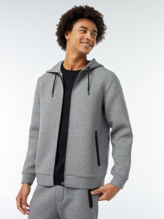 Sweatshirt lisa com capuz em tecido tipo neopreno