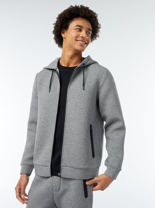 Sweatshirt lisa com capuz em tecido tipo neopreno - Kiabi