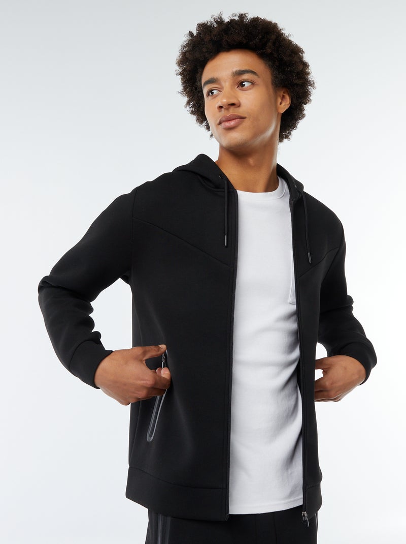 Sweatshirt lisa com capuz em tecido tipo neopreno Preto - Kiabi