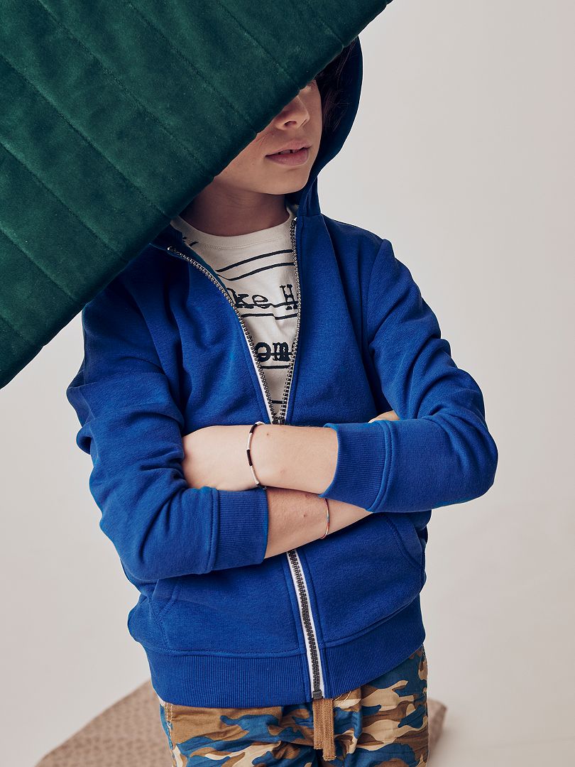 Sweatshirt lisa com fecho Azul - Kiabi