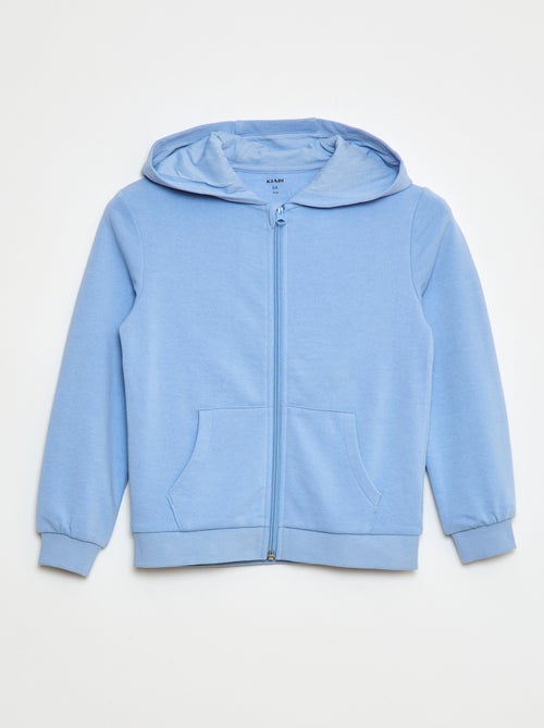 Sweatshirt lisa com fecho e capuz - Kiabi