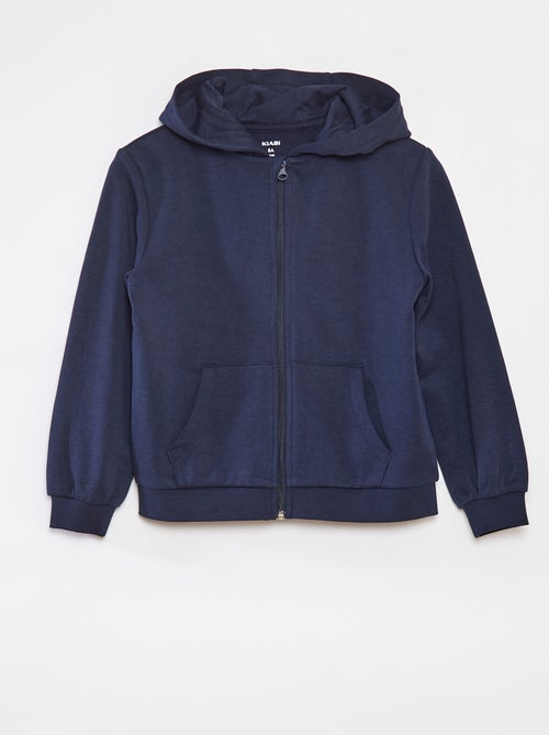 Sweatshirt lisa com fecho e capuz - Kiabi