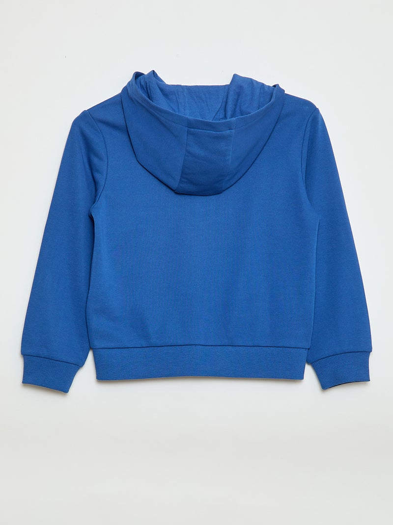 Sweatshirt lisa com fecho e capuz Azul - Kiabi