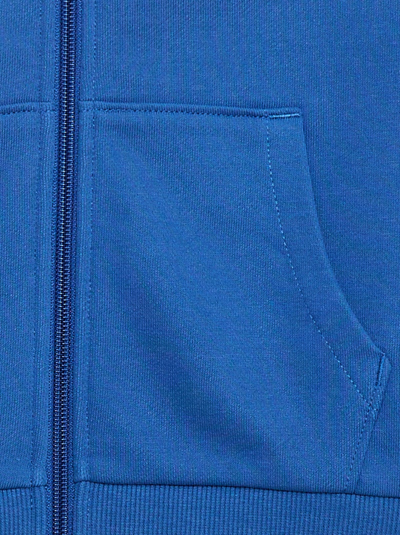 Sweatshirt lisa com fecho e capuz Azul - Kiabi