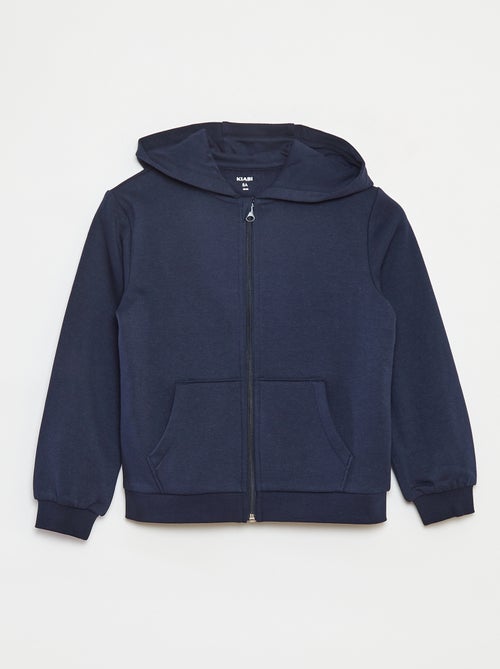 Sweatshirt lisa com fecho e capuz - Kiabi