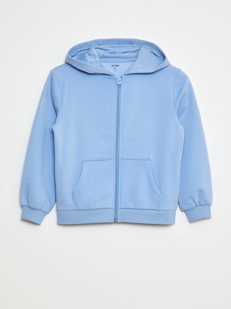 Sweatshirt lisa com fecho e capuz Azul - Kiabi
