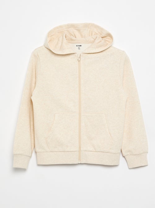 Sweatshirt lisa com fecho e capuz - Kiabi