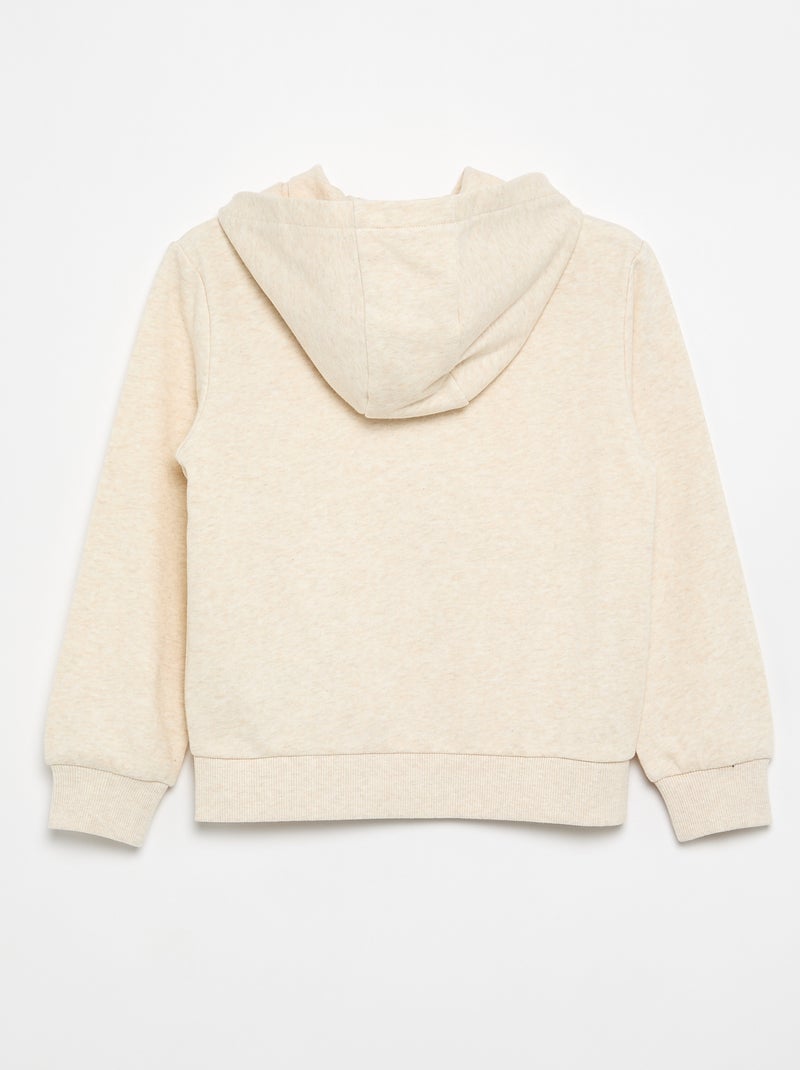 Sweatshirt lisa com fecho e capuz Bege - Kiabi