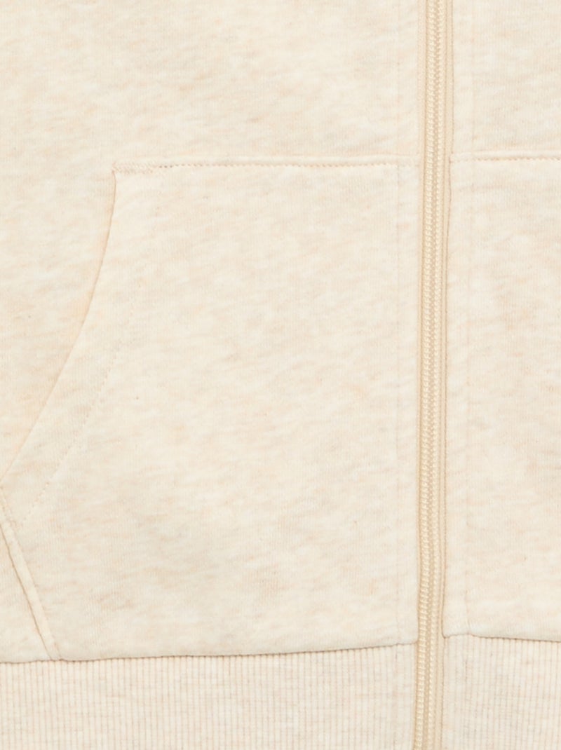 Sweatshirt lisa com fecho e capuz Bege - Kiabi