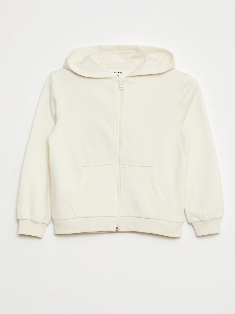 Sweatshirt lisa com fecho e capuz Bege - Kiabi