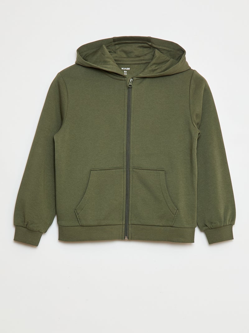 Sweatshirt lisa com fecho e capuz Caqui - Kiabi