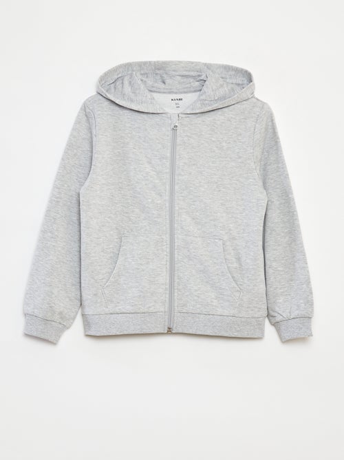 Sweatshirt lisa com fecho e capuz - Kiabi