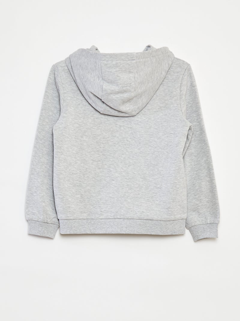 Sweatshirt lisa com fecho e capuz Cinza - Kiabi