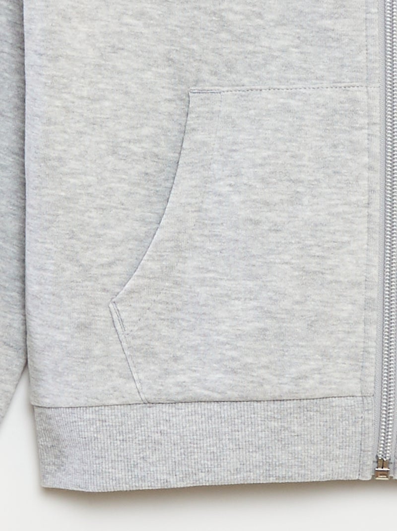 Sweatshirt lisa com fecho e capuz Cinza - Kiabi