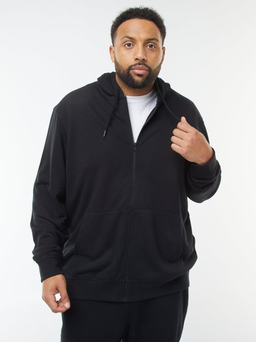 Sweatshirt lisa com fecho e capuz - Kiabi