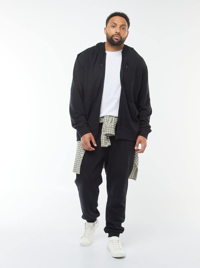 Sweatshirt lisa com fecho e capuz Preto - Kiabi