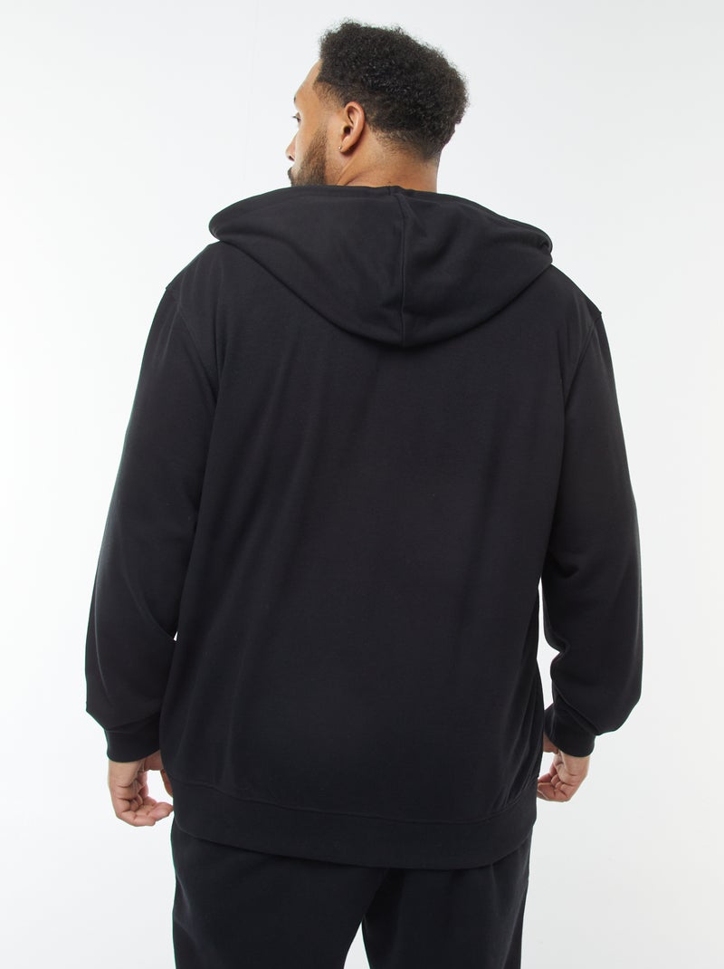 Sweatshirt lisa com fecho e capuz Preto - Kiabi