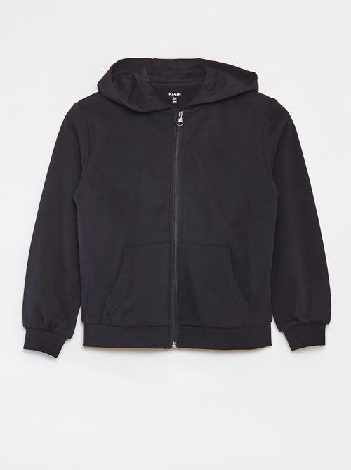 Sweatshirt lisa com fecho e capuz - Kiabi