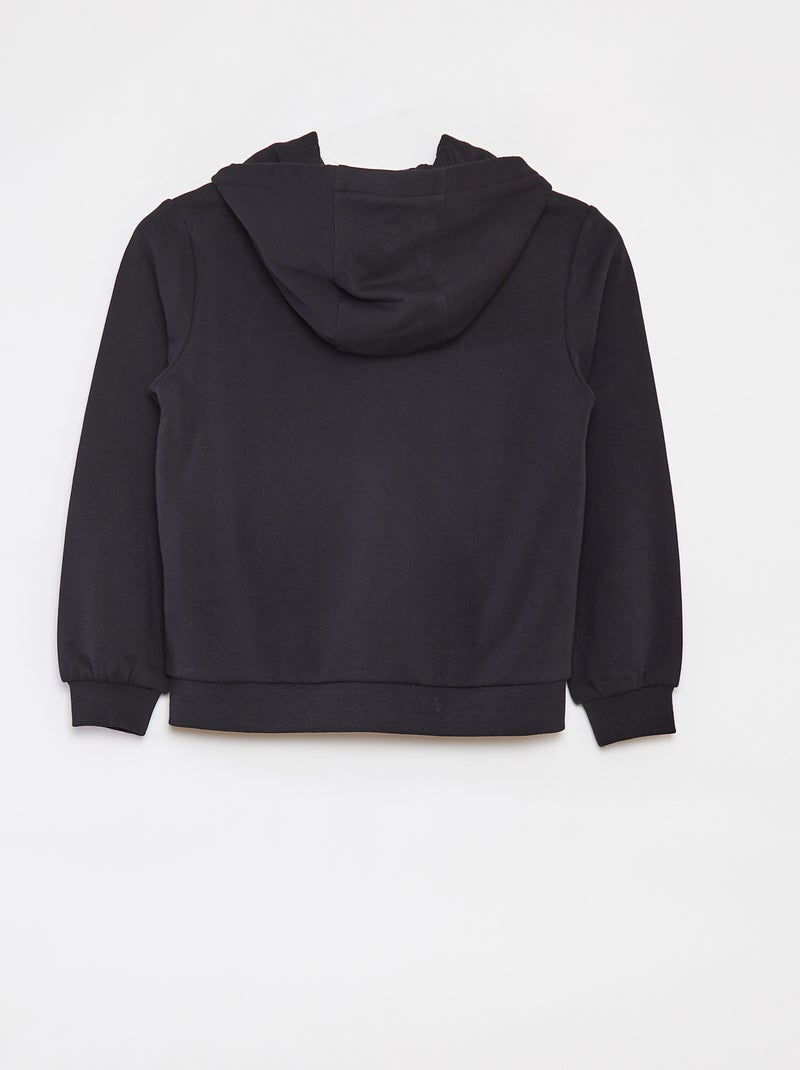 Sweatshirt lisa com fecho e capuz Preto - Kiabi
