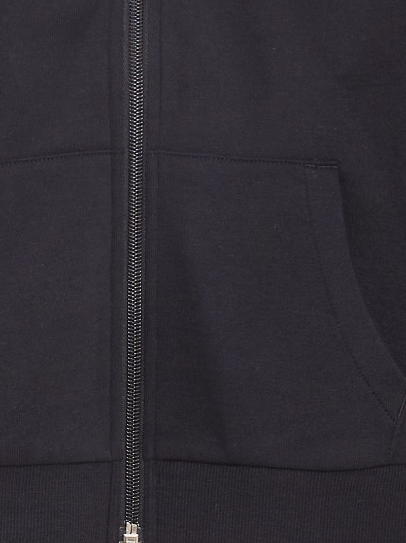 Sweatshirt lisa com fecho e capuz Preto - Kiabi