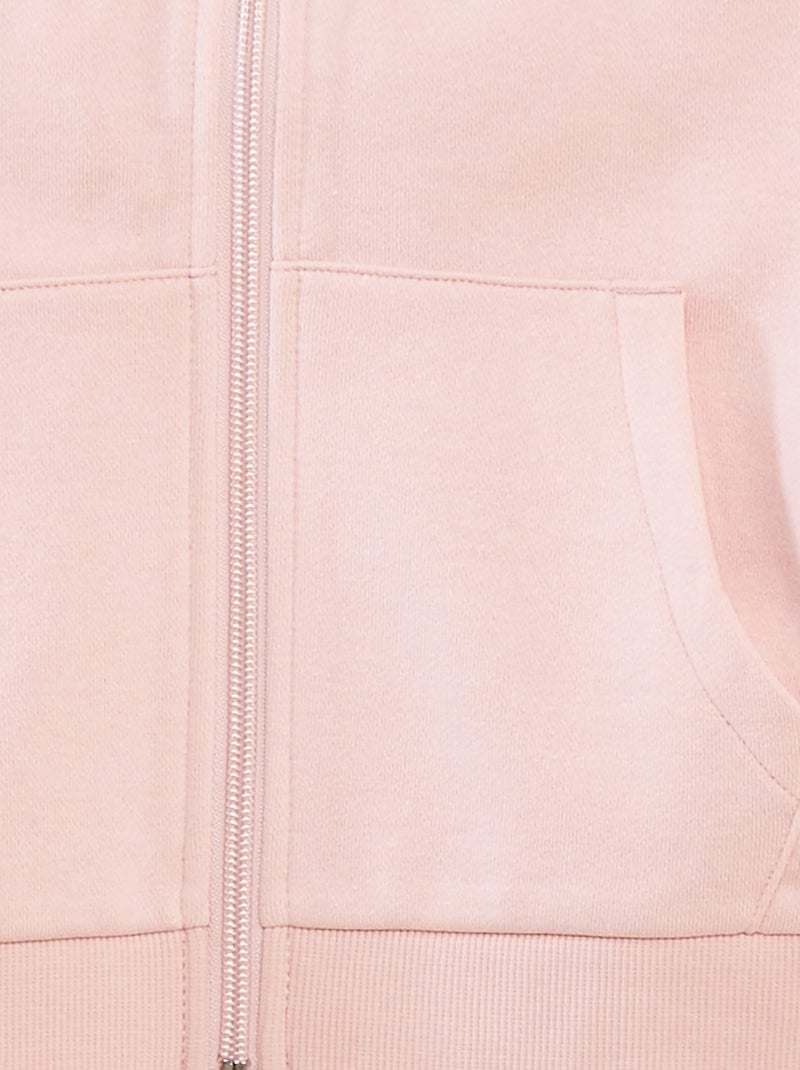 Sweatshirt lisa com fecho e capuz Rosa - Kiabi