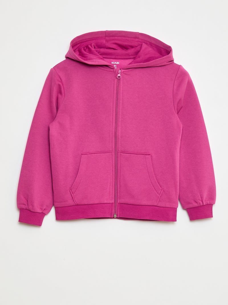 Sweatshirt lisa com fecho e capuz Rosa - Kiabi