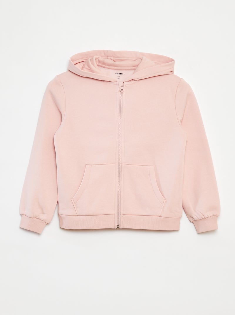 Sweatshirt lisa com fecho e capuz Rosa - Kiabi