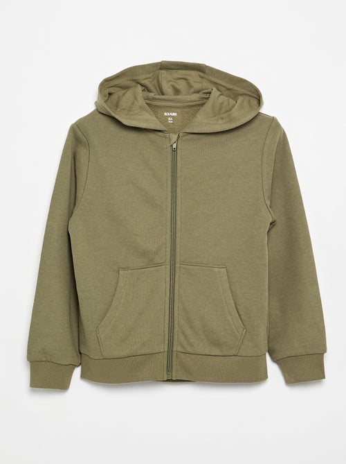 Sweatshirt lisa com fecho e capuz - Kiabi