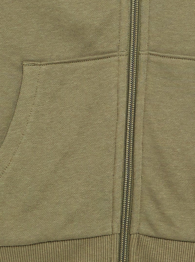 Sweatshirt lisa com fecho e capuz Verde - Kiabi