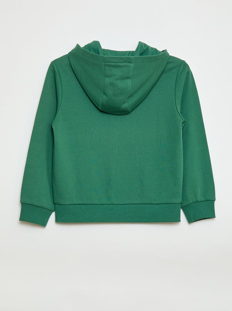 Sweatshirt lisa com fecho e capuz Verde - Kiabi