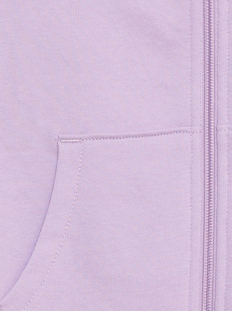 Sweatshirt lisa com fecho e capuz Violeta - Kiabi
