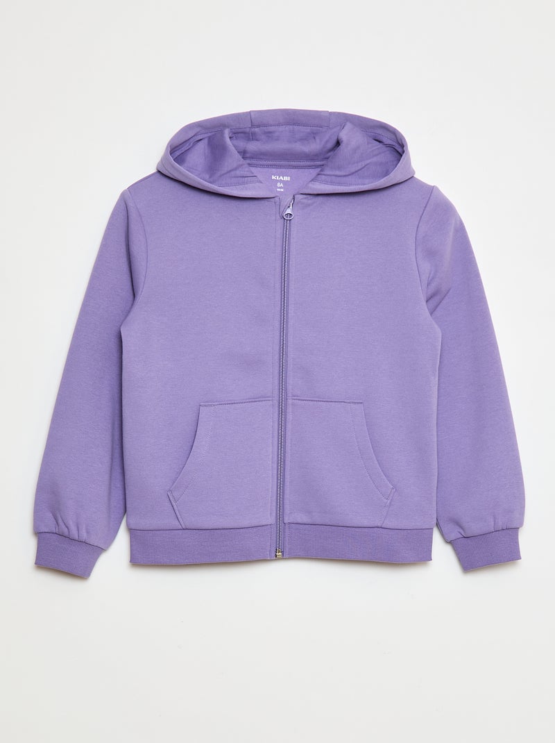 Sweatshirt lisa com fecho e capuz Violeta - Kiabi