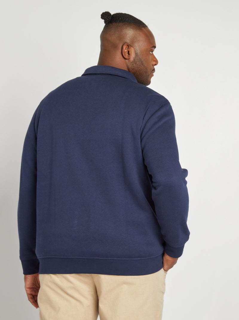 Sweatshirt lisa com gola com botões PRETO - Kiabi