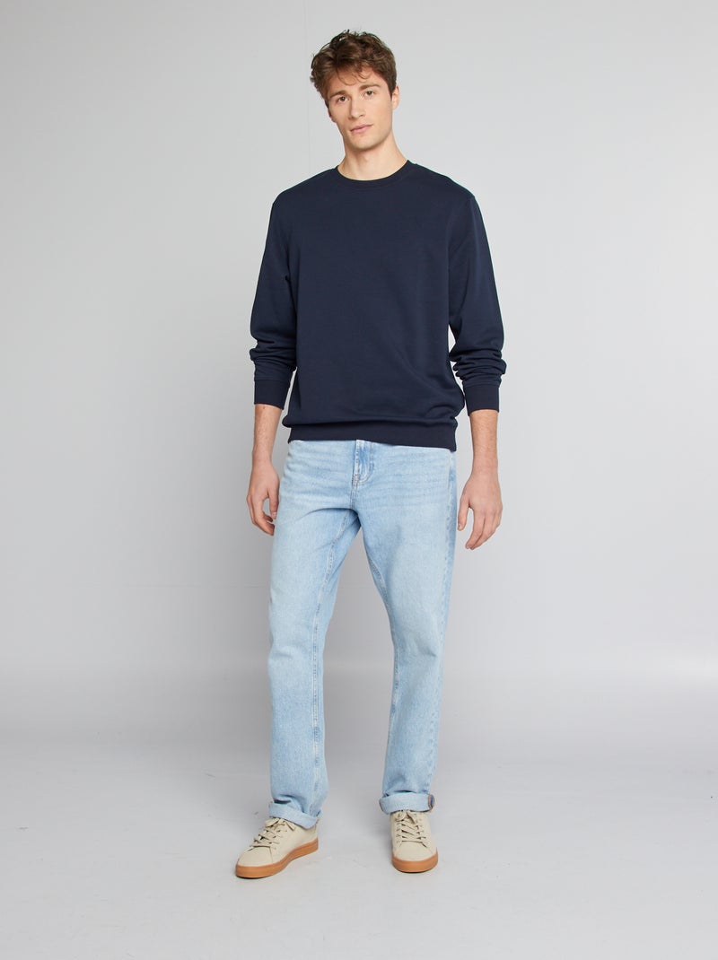 Sweatshirt lisa com gola redonda +1,90 m AZUL - Kiabi
