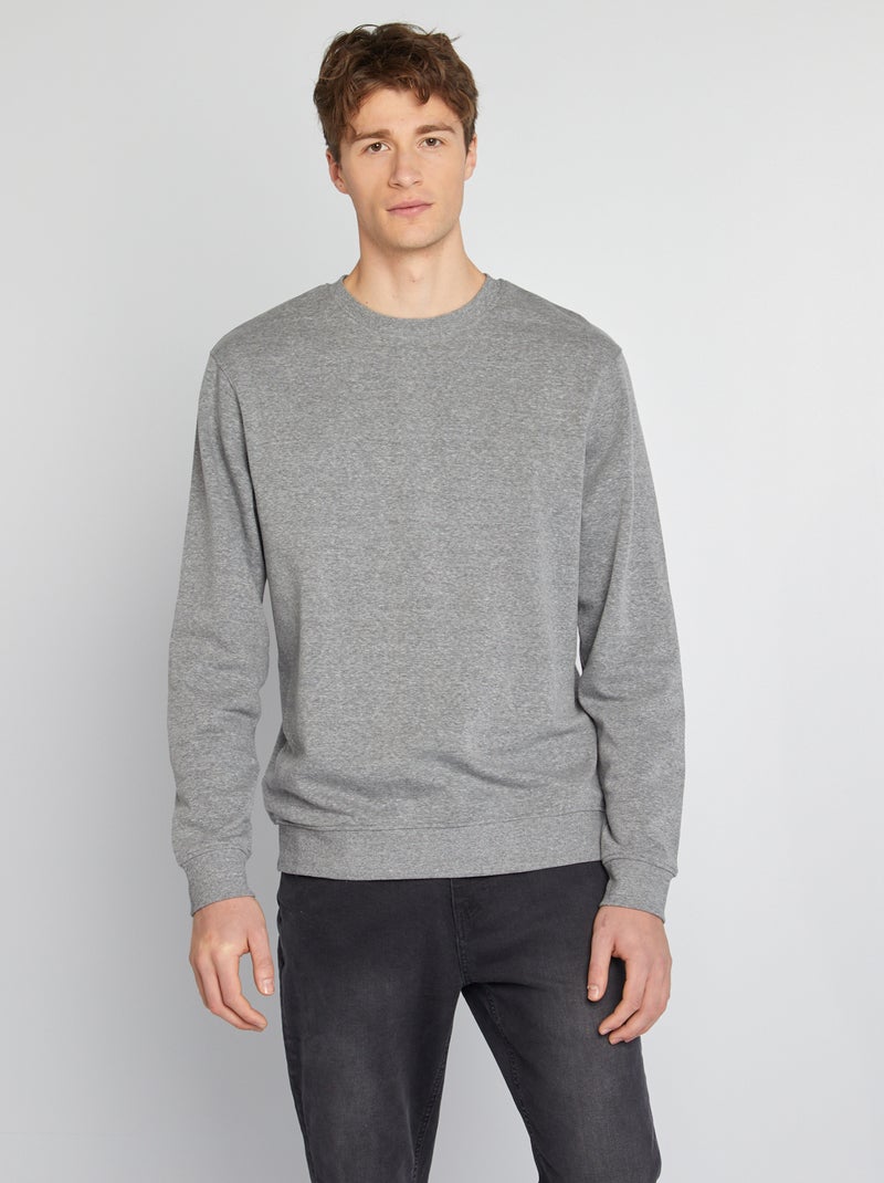 Sweatshirt lisa com gola redonda +1,90 m CINZA - Kiabi