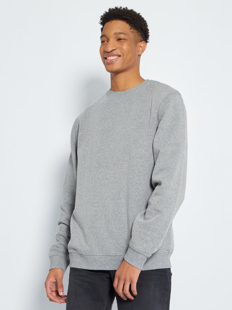 Sweatshirt lisa com gola redonda +1,90 m CINZA - Kiabi