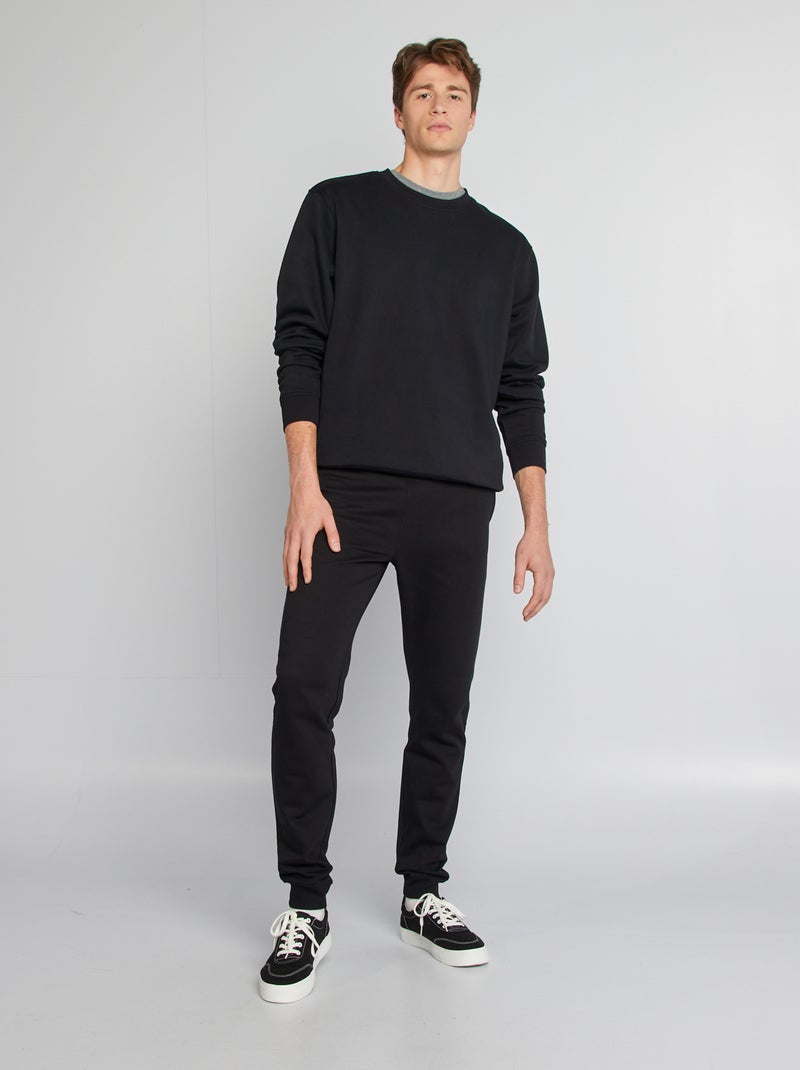 Sweatshirt lisa com gola redonda +1,90 m Preto - Kiabi