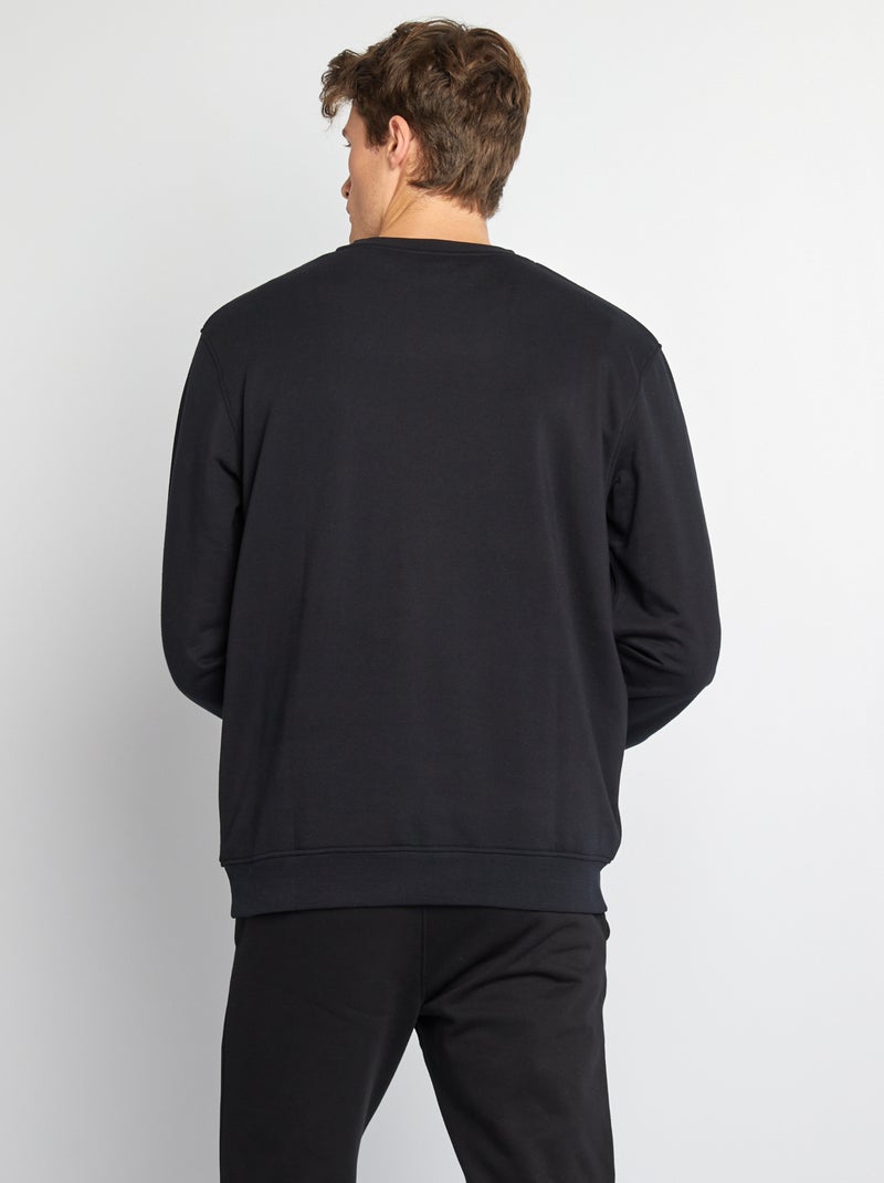 Sweatshirt lisa com gola redonda +1,90 m Preto - Kiabi