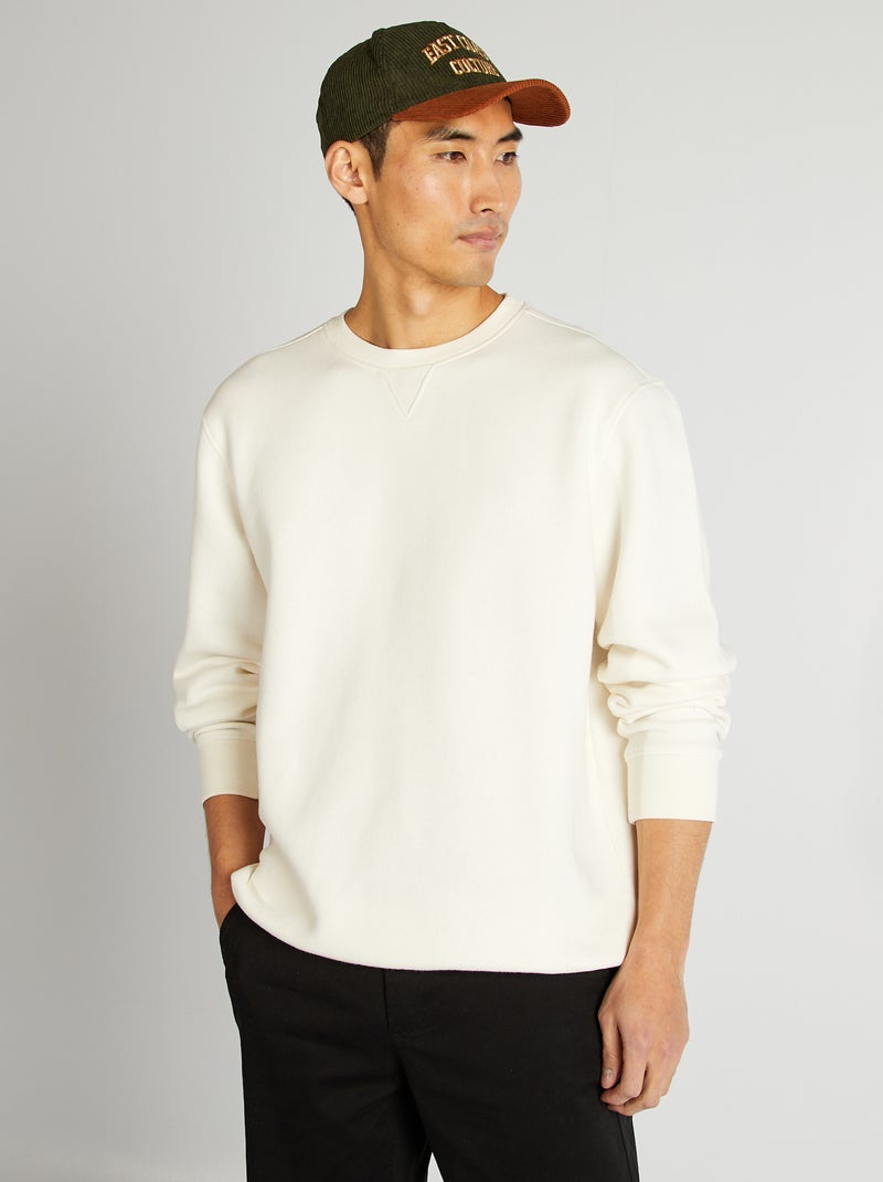 Sweatshirt lisa com gola redonda BRANCO - Kiabi