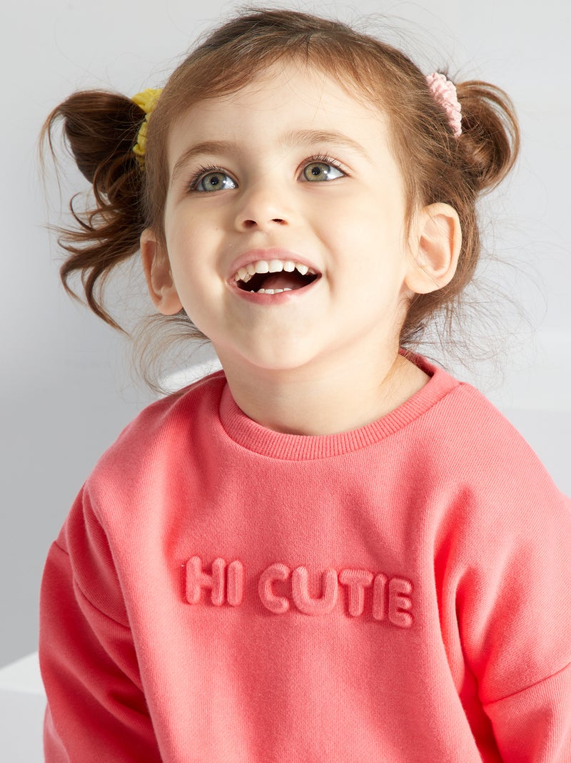 Sweatshirt lisa com mensagem em 3D ROSA - Kiabi