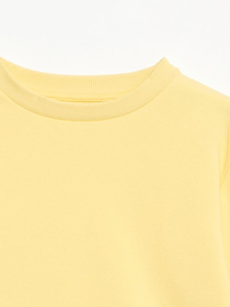 Sweatshirt lisa de gola redonda em French Terry Amarelo - Kiabi